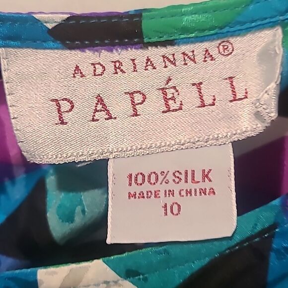 Ladies Size 10 Multi-colored Adrianna Papell Silk Blouse - Picture 5 of 5